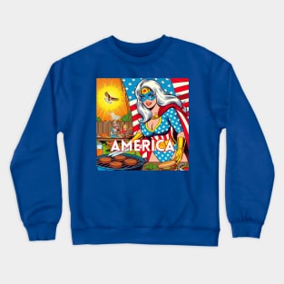 American Female Superhero Cookout Summer Crewneck Sweatshirt